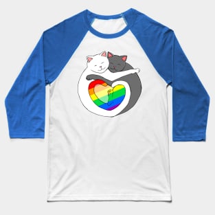 Rainbow Heart Pride Cats cute kittens LGBTQIA Baseball T-Shirt